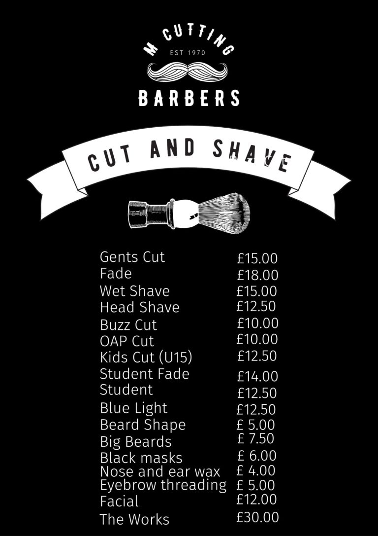 New barbering price list